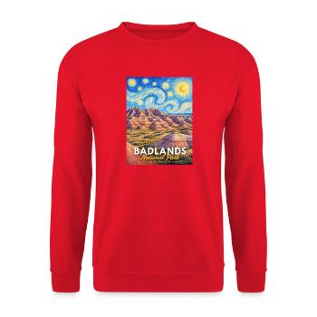 Badlands National Park Van Gogh Panorama - Unisex Sweatshirt - red - Front - Alina (178cm) & Michal (187cm)