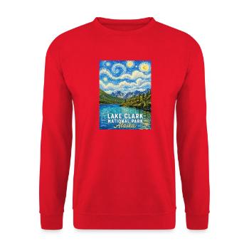 Art paysager de Lake Clark en Alaska - Sweat-shirt Unisexe - rouge - Devant - Alina (178cm) & Michal (187cm)