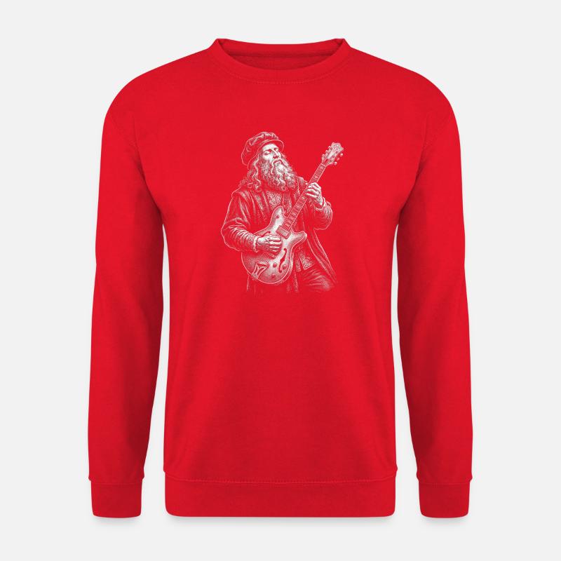 Leonardo Da Vinci plays guitar - Unisex Sweatshirt - red