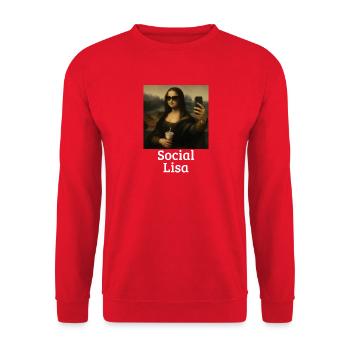 Soziale Lisa Leonardo Da Vinci Influencerin Mona L - Unisex Pullover - Rot - Vorne - Alina (178cm) & Michal (187cm)