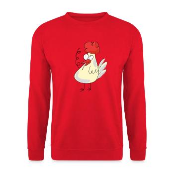 Poulet, fumeur, cigarette, tabac, poulets fumeurs, - Sweat-shirt Unisexe - rouge - Devant - Alina (178cm) & Michal (187cm)