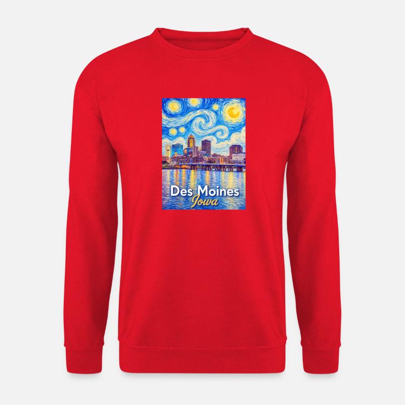 Des Moines Iowa Starry Night - Unisex Sweatshirt - red