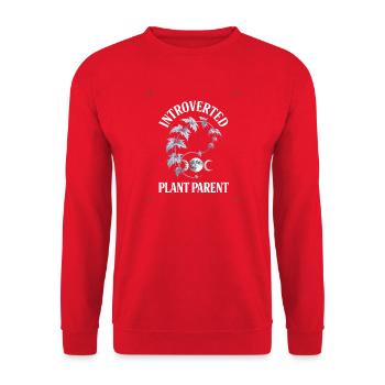 Introverted Plant Parent Moon Palms - Unisex Sweatshirt - red - Front - Alina (178cm) & Michal (187cm)