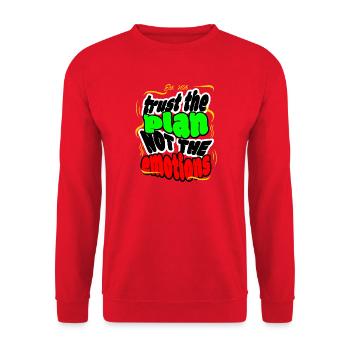 Faites confiance au plan, pas aux émotions - Sweat-shirt Unisexe - rouge - Devant - Alina (178cm) & Michal (187cm)