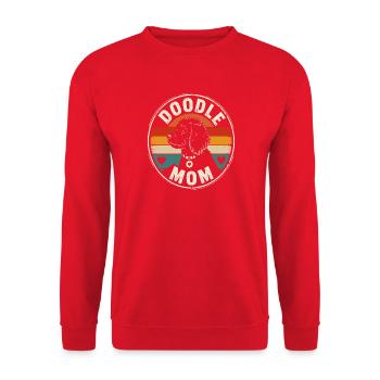Doodle Mom Retro Hundebadge - Unisex Pullover - Rot - Vorne - Alina (178cm) & Michal (187cm)