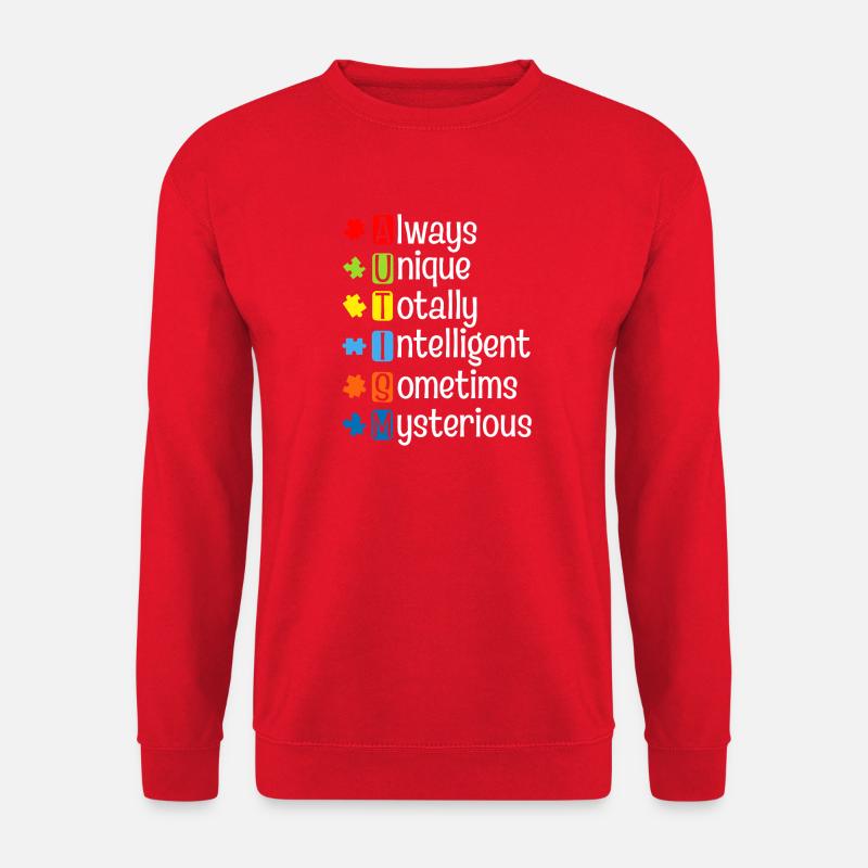 Autism Puzzle Pride: Einzigartige Köpfe - Unisex Pullover - Rot