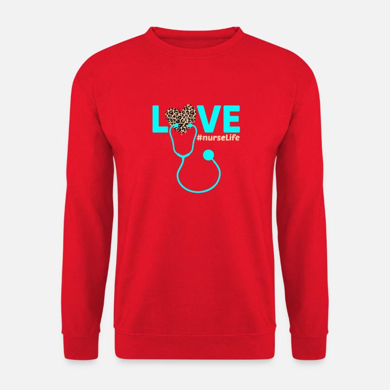 Love Nursing Leopard Heart - Unisex Sweatshirt - red