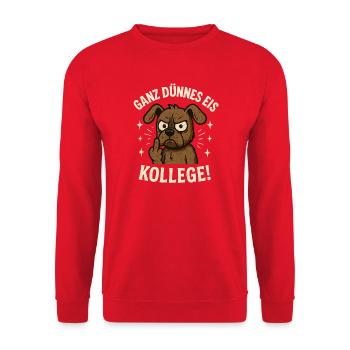Hund mit Mittelfinger Kollege Humor - Unisex Pullover - Rot - Vorne - Alina (178cm) & Michal (187cm)