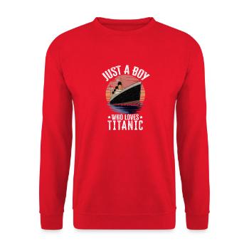 Titanic Boy Loves Titanic - Titanic Boy Design - Unisex Sweatshirt - red - Front - Alina (178cm) & Michal (187cm)