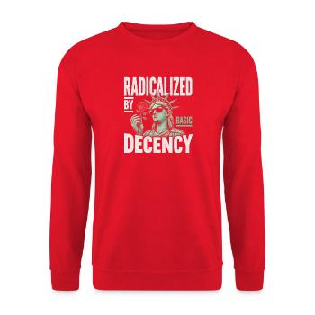 Radicalized by Decency Statue - Unisex Sweatshirt - red - Front - Alina (178cm) & Michal (187cm)