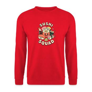 Sushi-Truppe Lustiges japanisches Essen Sashimi Li - Unisex Pullover - Rot - Vorne - Alina (178cm) & Michal (187cm)
