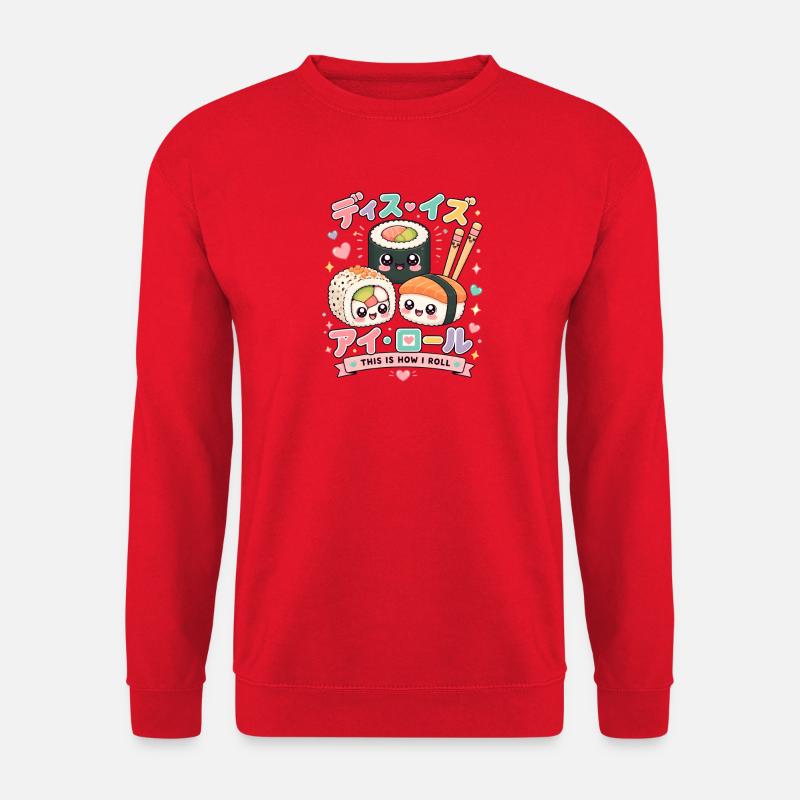 How to roll Japanese sashimi rolls - Unisex Sweatshirt - red