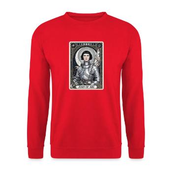 Joan of Arc Tarot Card - Unisex Sweatshirt - red - Front - Alina (178cm) & Michal (187cm)