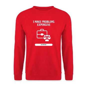 I Make Problems Expensive – Anwalt Humor - Unisex Pullover - Rot - Vorne - Alina (178cm) & Michal (187cm)