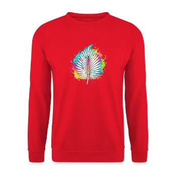 Colorful palm fan color explosion - Unisex Sweatshirt - red - Front - Alina (178cm) & Michal (187cm)