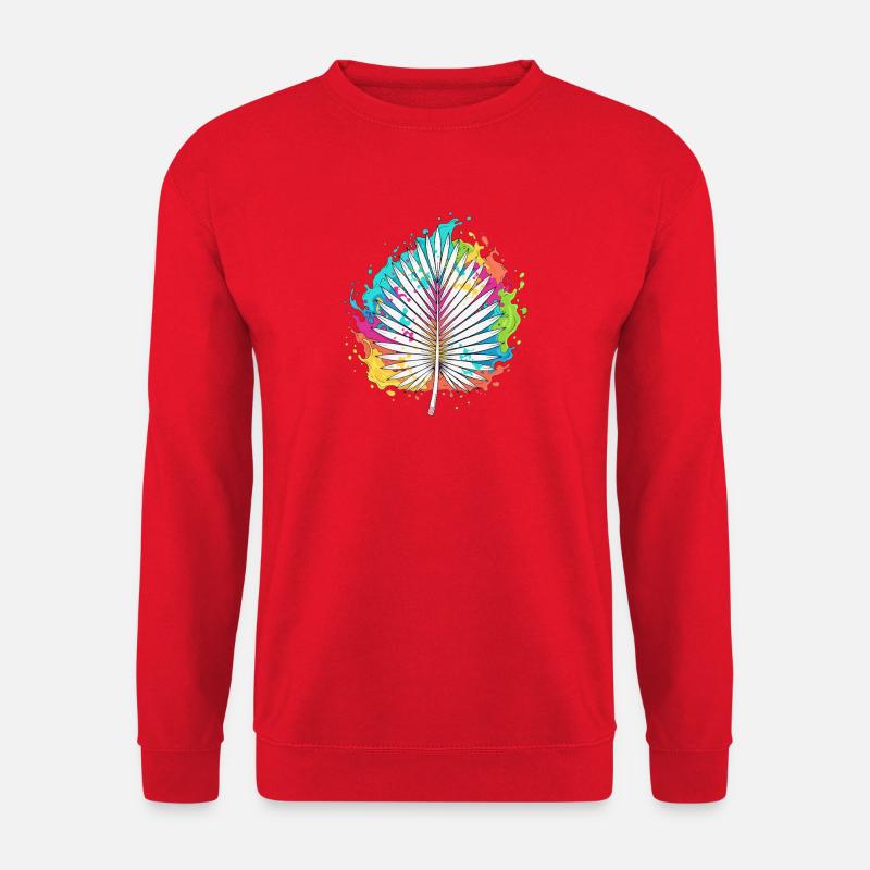 Bunte Palmenfächer Farbexplosion - Unisex Pullover - Rot