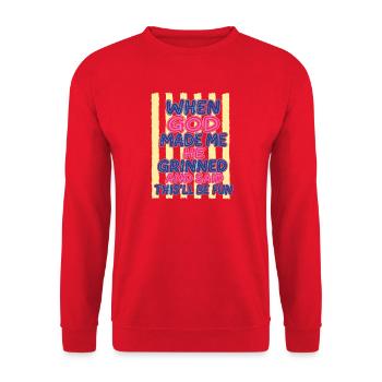 Dieu rit : Tu vas t’amuser - Sweat-shirt Unisexe - rouge - Devant - Alina (178cm) & Michal (187cm)