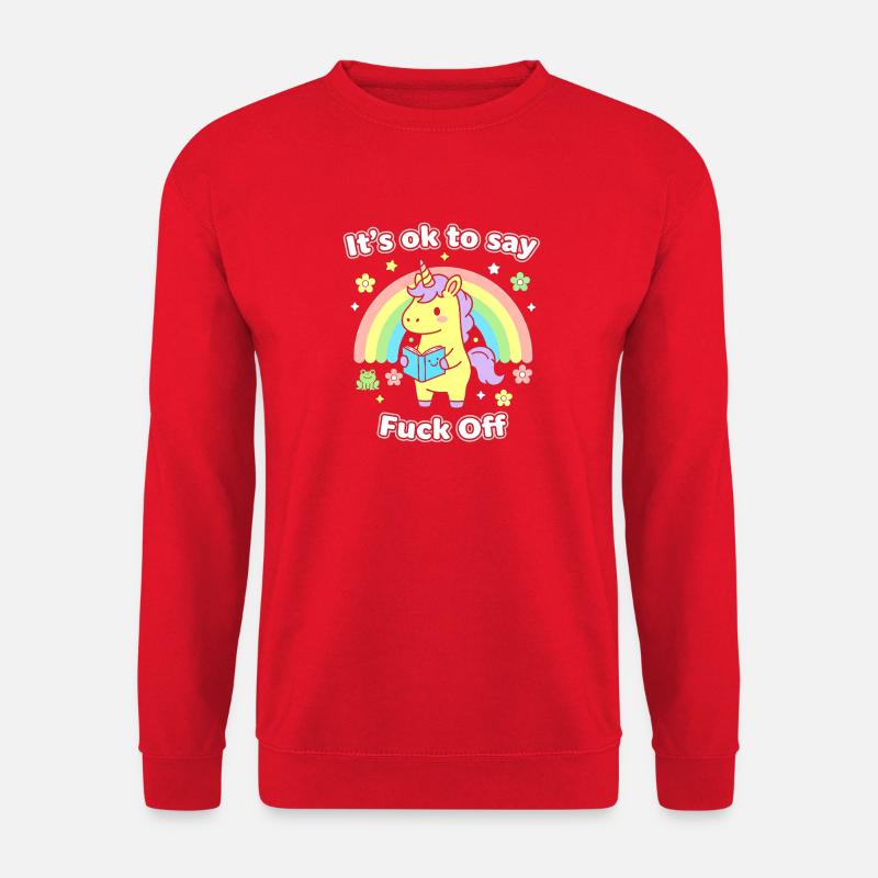 Einhorn-Lesung unter dem Regenbogen - Unisex Pullover - Rot