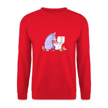 Klo Regenbogen Einhorn - Unisex Pullover - Rot - Vorne - Alina (178cm) & Michal (187cm)