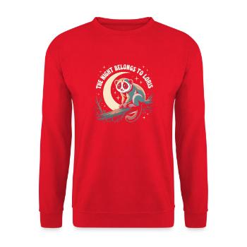 Die Nacht gehört Loris | Plumplori - Unisex Pullover - Rot - Vorne - Alina (178cm) & Michal (187cm)