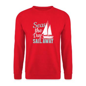 Seas The Day Sail Away Sailor Sail Captain - Unisex Sweatshirt - red - Front - Alina (178cm) & Michal (187cm)