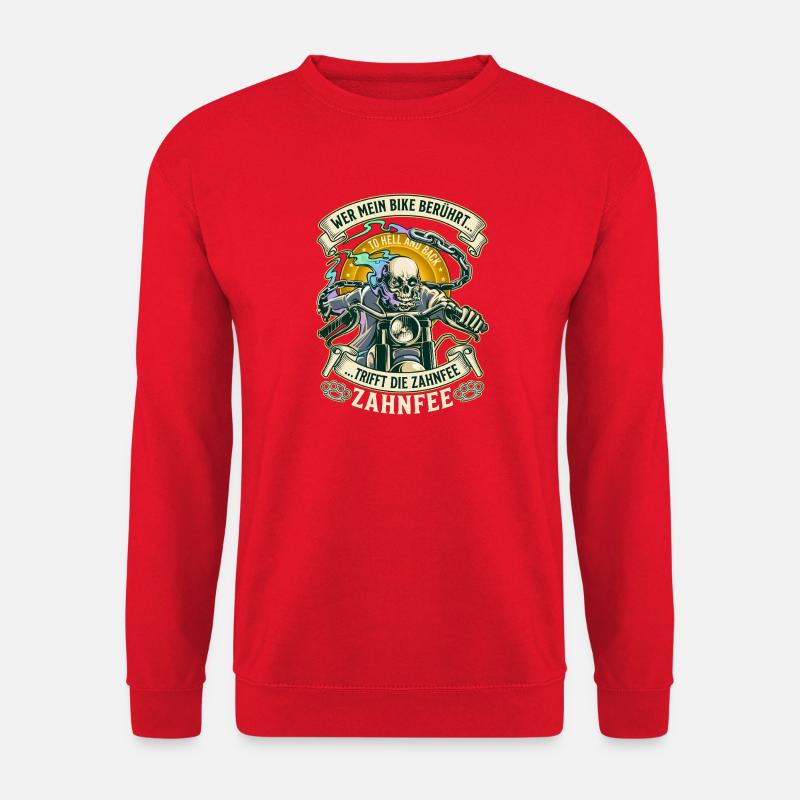 Motorrad Biker Totenkopf lustiger Spruch Zahnfee - Unisex Pullover - Rot