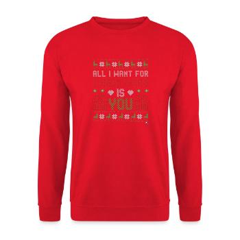 Illustration de point de croix de Noël avec inscription - Sweat-shirt Unisexe - rouge - Devant - Alina (178cm) & Michal (187cm)