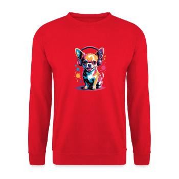 Chihuahua Headphones - Unisex Sweatshirt - red - Front - Alina (178cm) & Michal (187cm)