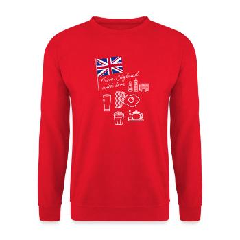EXANGLIA (Weiß) - Unisex Pullover - Rot - Vorne - Alina (178cm) & Michal (187cm)