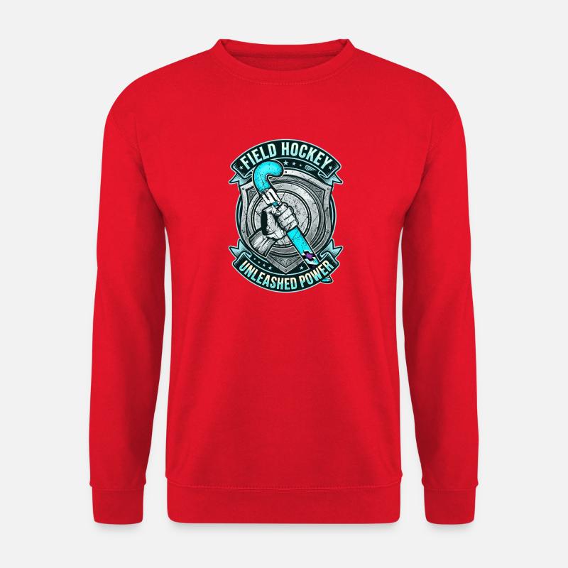 Feldhockey Schläger Unleashed Power Wappen - Unisex Pullover - Rot