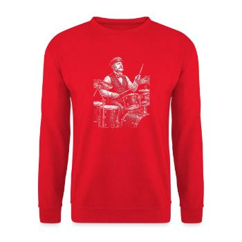 Chester A. Arthur spielt Schlagzeug - Unisex Pullover - Rot - Vorne - Alina (178cm) & Michal (187cm)