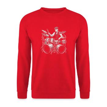 Calvin Coolidge spielt Schlagzeug - Unisex Pullover - Rot - Vorne - Alina (178cm) & Michal (187cm)
