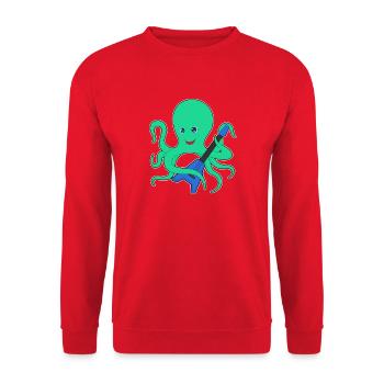 Octopus Musician Guitar Music - Unisex Sweatshirt - red - Front - Alina (178cm) & Michal (187cm)