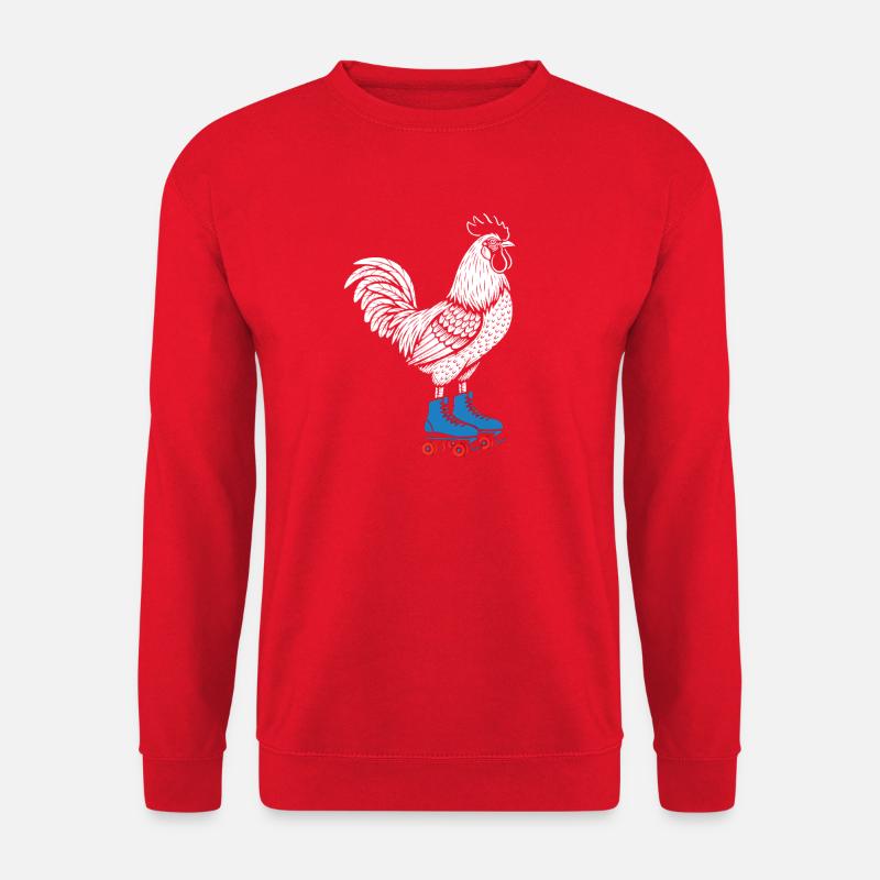 Hahn auf Rollschuhen - Unisex Pullover - Rot