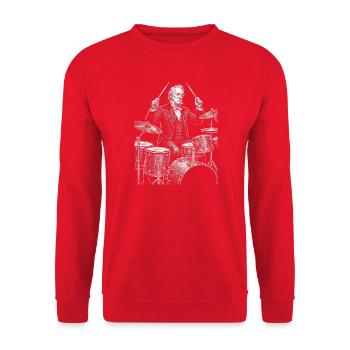 James Buchanan joue de la batterie - Sweat-shirt Unisexe - rouge - Devant - Alina (178cm) & Michal (187cm)