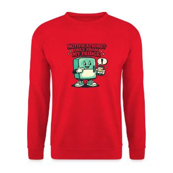Fridge Only Push | Smart Home - Unisex Sweatshirt - red - Front - Alina (178cm) & Michal (187cm)
