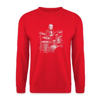 James K. Polk joue de la batterie - Sweat-shirt Unisexe - rouge - Devant - Alina (178cm) & Michal (187cm)