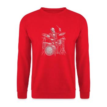 Rutherford B. Hayes spielt Schlagzeug - Unisex Pullover - Rot - Vorne - Alina (178cm) & Michal (187cm)