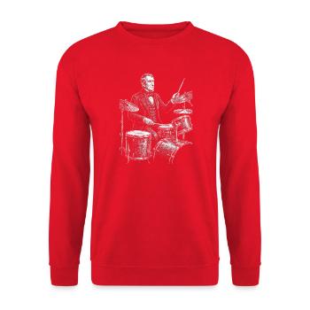 William Henry Harrison spielt Schlagzeug - Unisex Pullover - Rot - Vorne - Alina (178cm) & Michal (187cm)