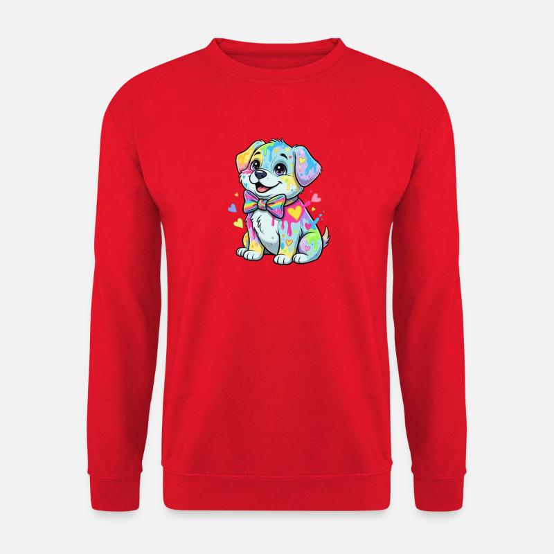 Bunter Welpe mit Regenbogenflecken - Unisex Pullover - Rot