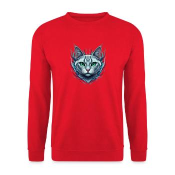 Aquamarine Cat Portrait - Unisex Sweatshirt - red - Front - Alina (178cm) & Michal (187cm)