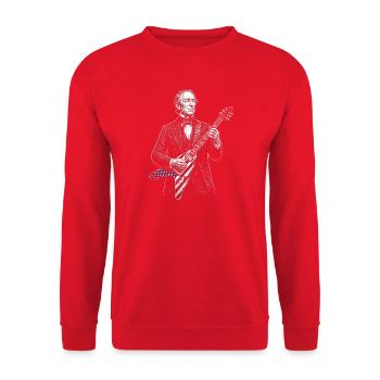 John Tyler Playing Guitar - Unisex Sweatshirt - red - Front - Alina (178cm) & Michal (187cm)