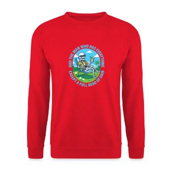 Papa, l’homme qui a tout sauf une tête pleine - Sweat-shirt Unisexe - rouge - Devant - Alina (178cm) & Michal (187cm)