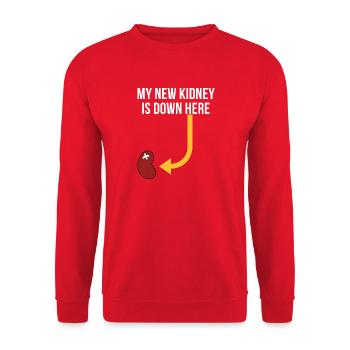 Mon nouveau rein est ici en bas - Sweat-shirt Unisexe - rouge - Devant - Alina (178cm) & Michal (187cm)