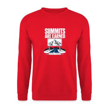 Alps Road Cycling Summits Are Earned Mountain Pass - Unisex Sweatshirt - red - Front - Alina (178cm) & Michal (187cm)