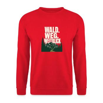 Schwarzwald Wandern, Wald. Weg. Weitblick - Unisex Pullover - Rot - Vorne - Alina (178cm) & Michal (187cm)