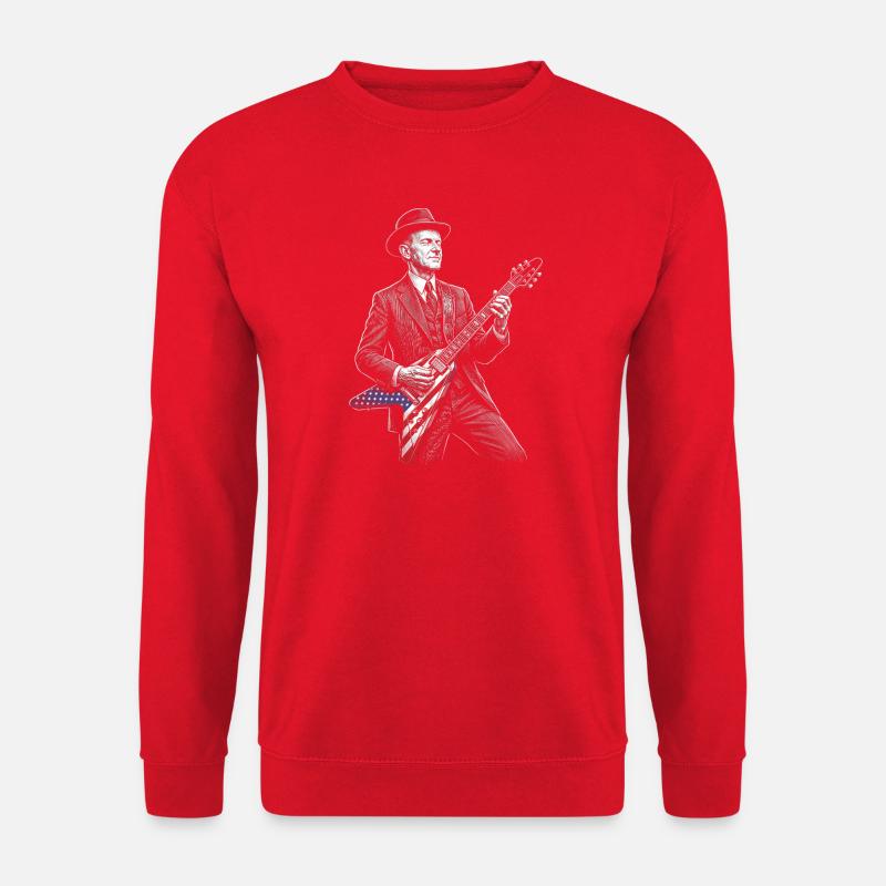 Calvin Coolidge Gitarrenheld mit Flaggengitarre - Unisex Pullover - Rot