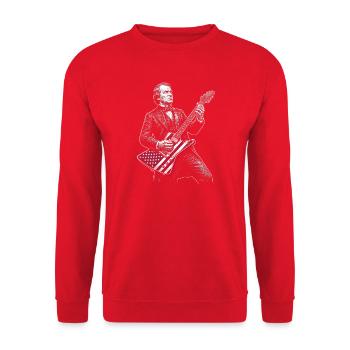 Andrew Johnson spielt Gitarre - Unisex Pullover - Rot - Vorne - Alina (178cm) & Michal (187cm)