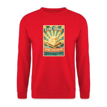 Heute reifen | Seife selber machen - Unisex Pullover - Rot - Vorne - Alina (178cm) & Michal (187cm)