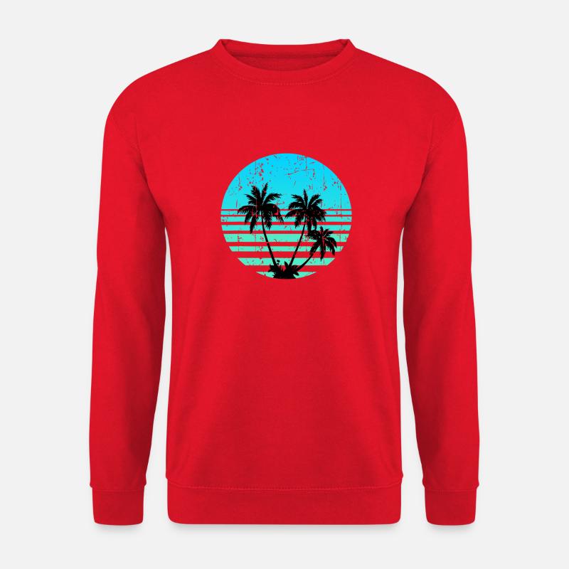 Tropical Palm Sunset Retro Circle - Unisex Sweatshirt - red